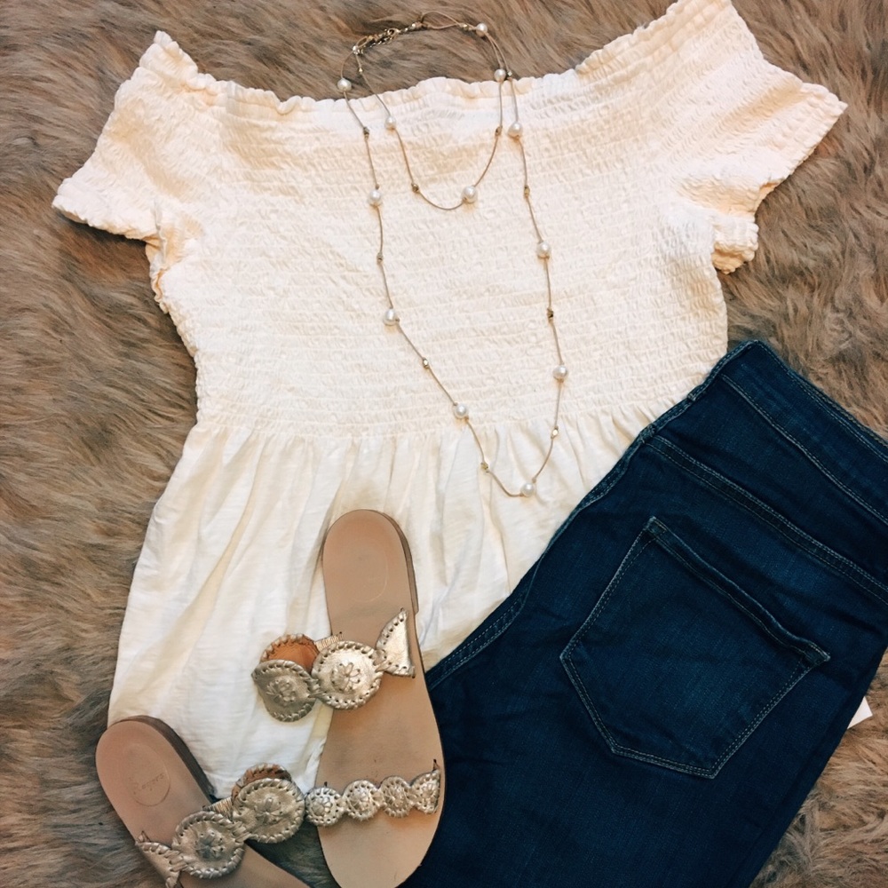 Off the Shoulder Cream Top